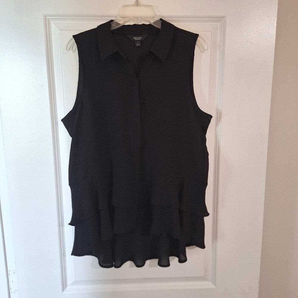 Simply Vera Vera Wang Black Sleeveless H-Lo Peplum Blouse